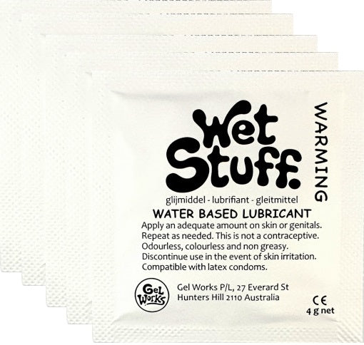 Wet Stuff Warming Water Based Lubricant Sample Travel Sachets 4g (100 Pack)