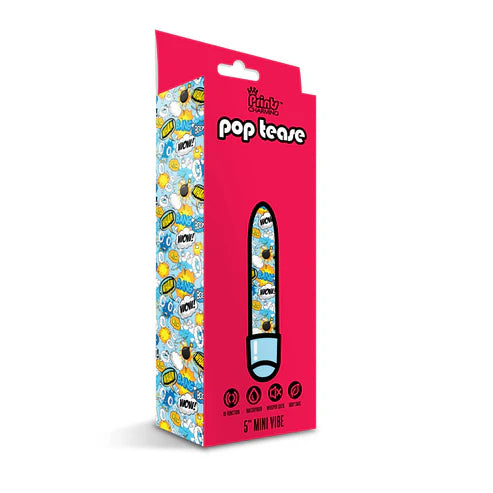 Global Novelties | Prints Charming Pop Tease 5" Mini Vibrator Blue w/storage bag