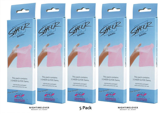 Glyde Oral Sheer Dam - Pink/Strawberry - 5x3 Dams - 5 Pack