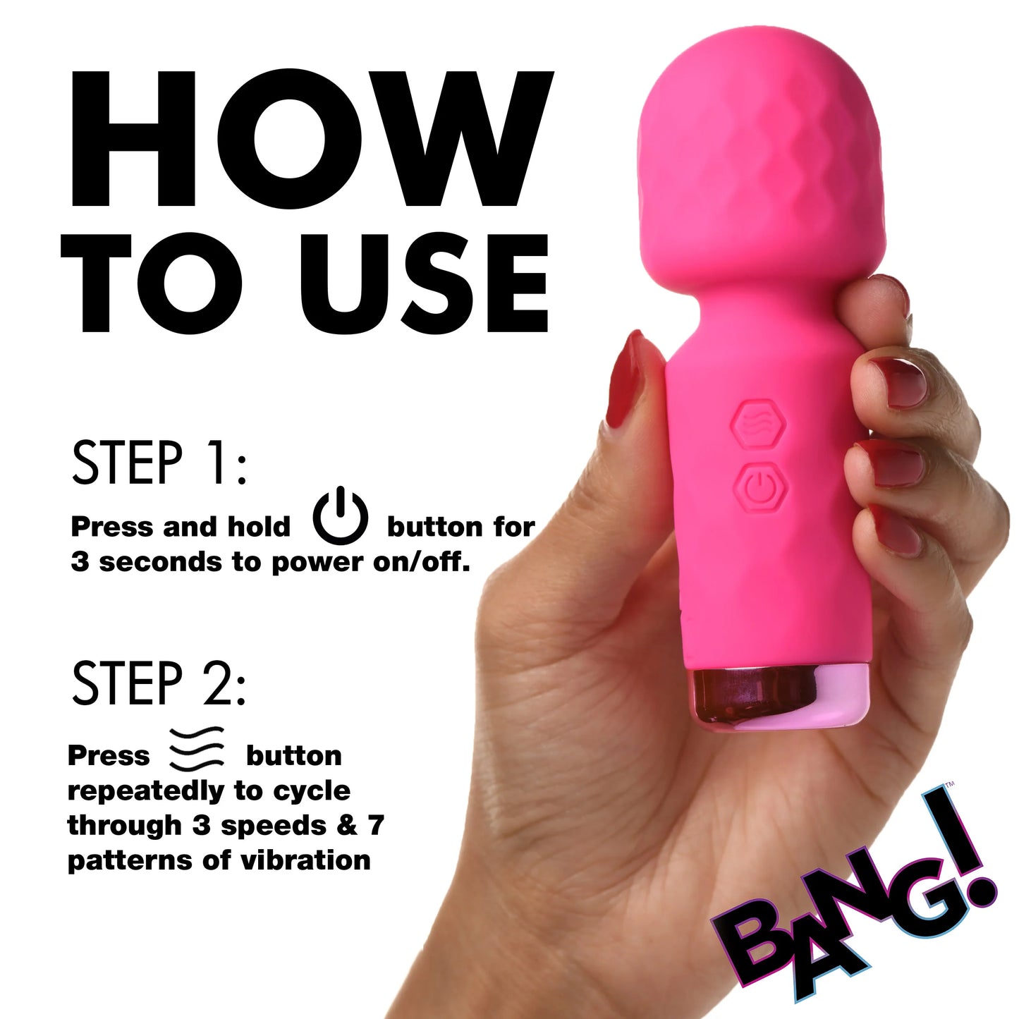 XR Brands | BANG! 10X Mini Silicone Wand Vibrator - Pink