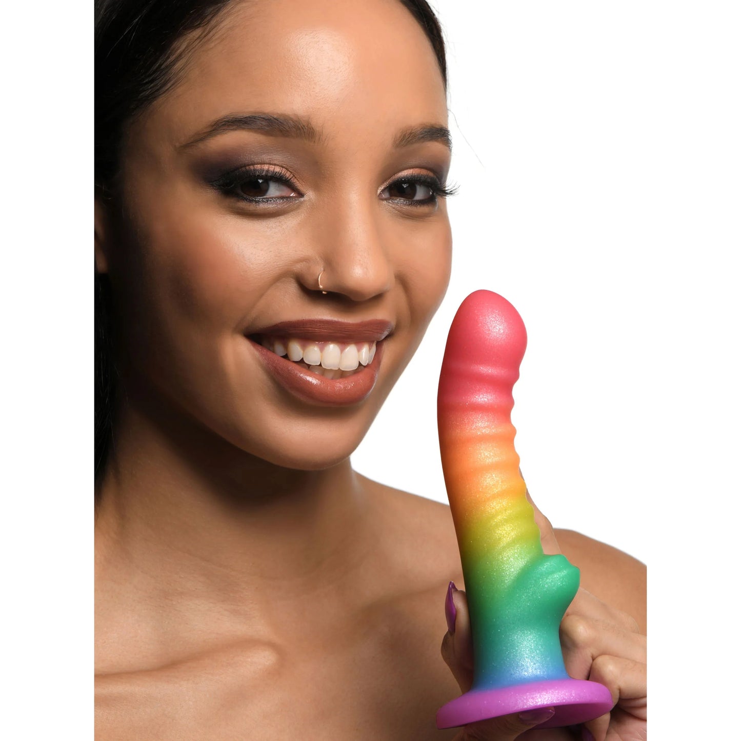 Curve Toys | Simply Sweet 6.5" Ribbed Rainbow Dildo