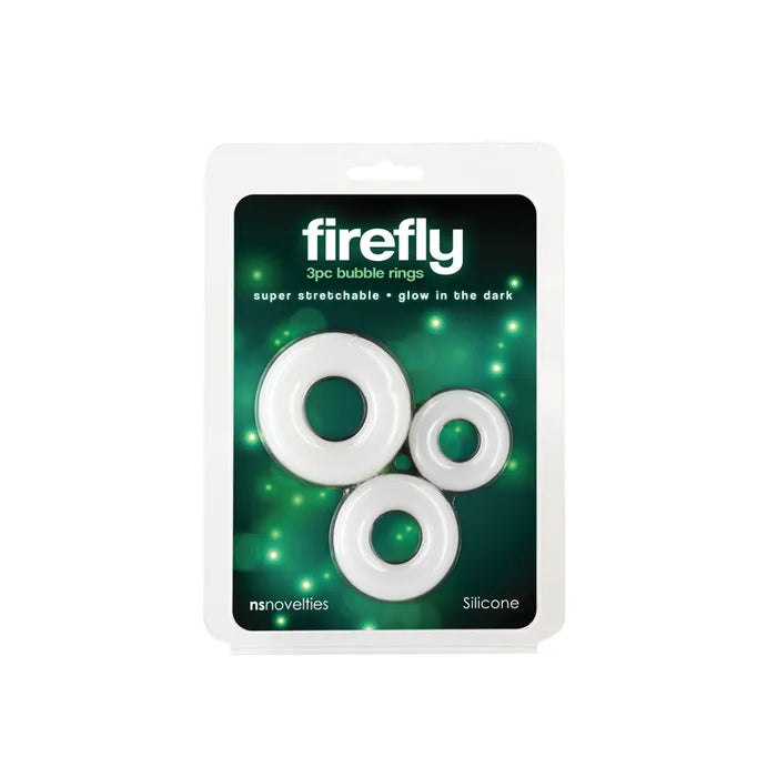 NS Novelties Firefly - 3pc Bubble Rings - Glow in Dark Cock Rings - Set of 3 Sizes