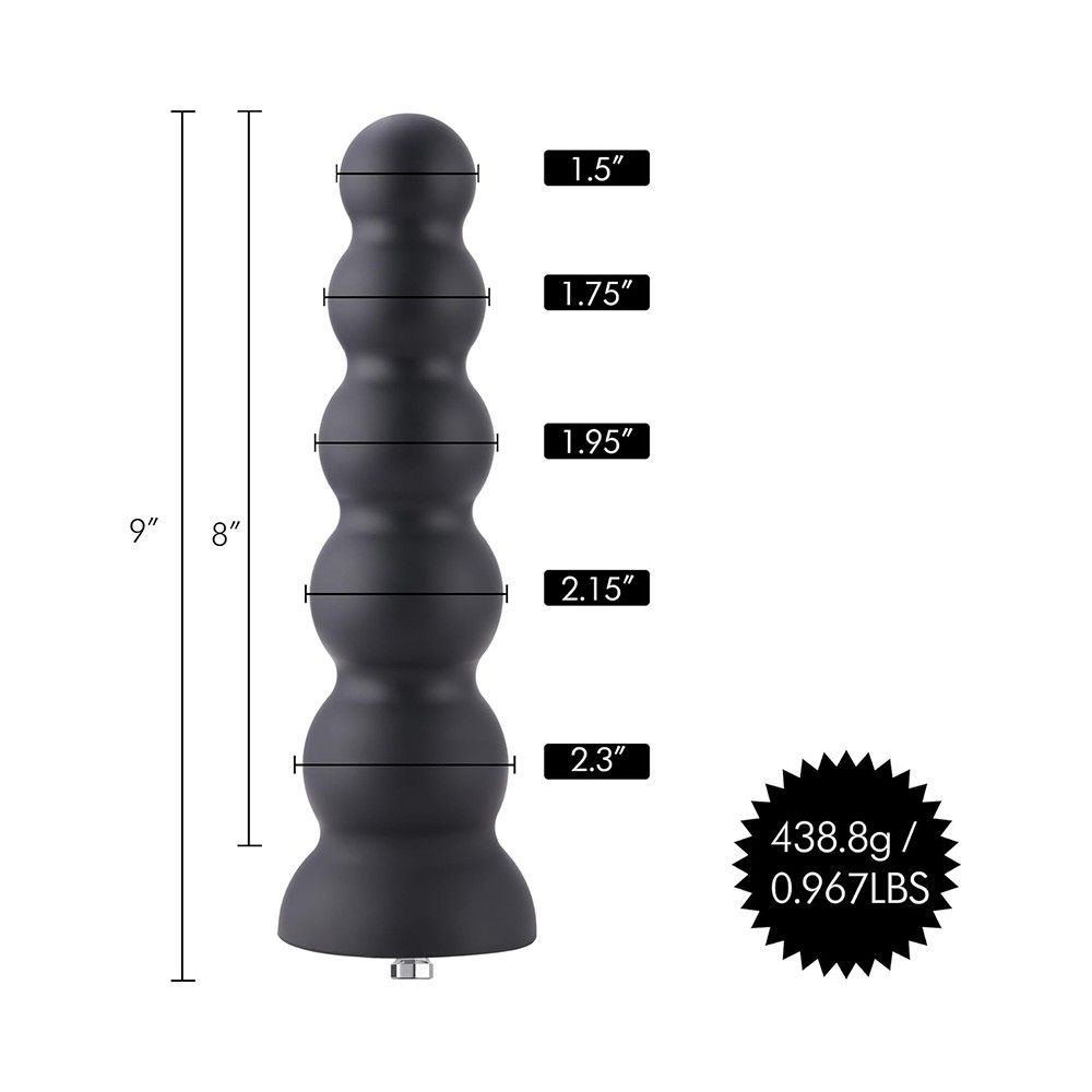 Hismith 9" Silicone Anal Beaded 5 Smooth Balls Butt Plug Dildo (KlicLok)