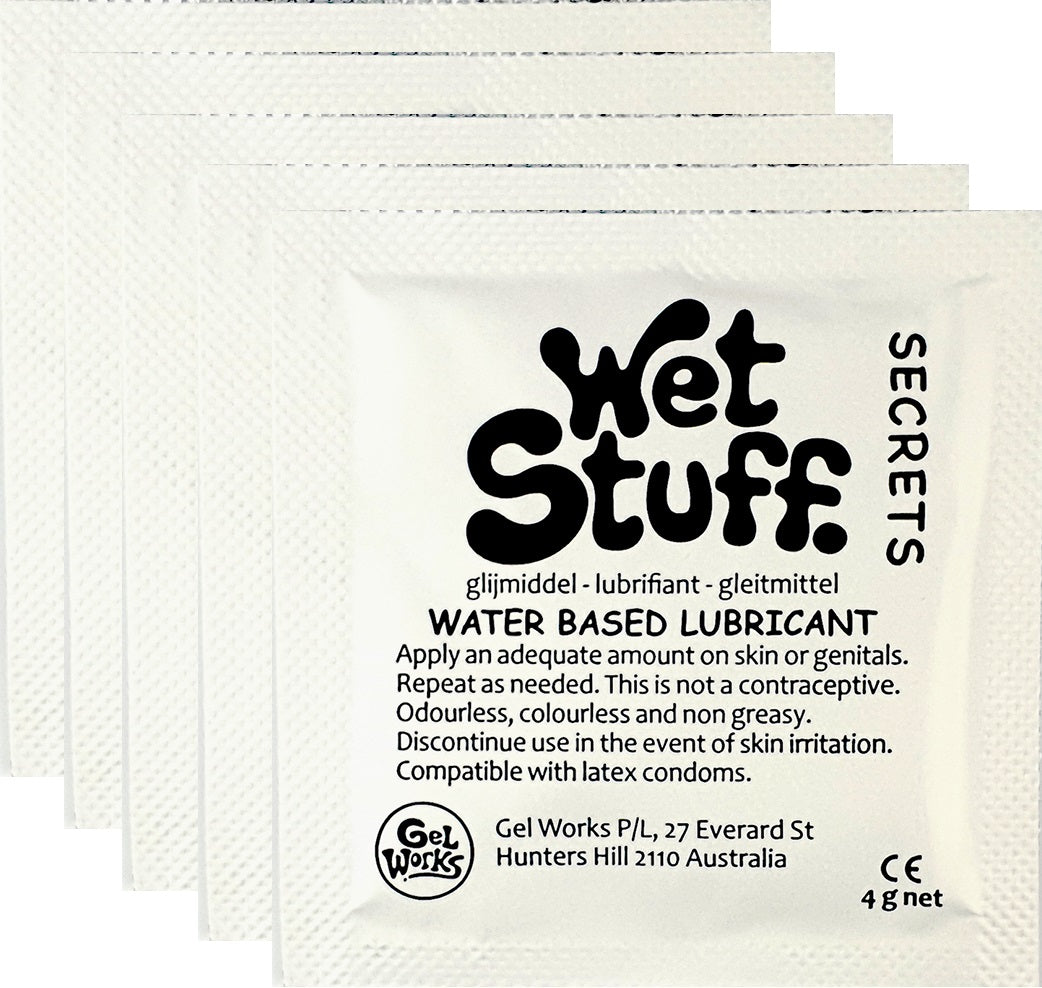 Wet Stuff Secrets Water Based Lubricant Sample Travel Sachets 4g (100 Pack)