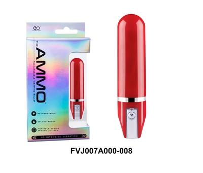 Excellent Power The Ammo 3.5" Glossy Rechargeable 10 Rhythms Bullet Vibrator Red