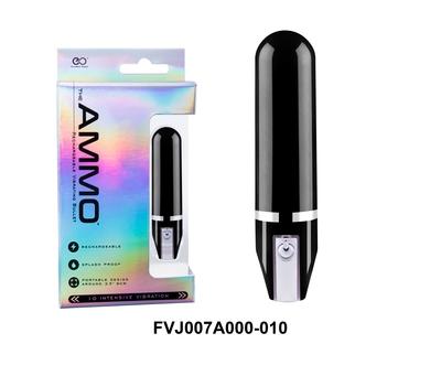 Excellent Power The Ammo 3.5" Glossy Rechargeable 10 Rhythms Bullet Vibrator Black