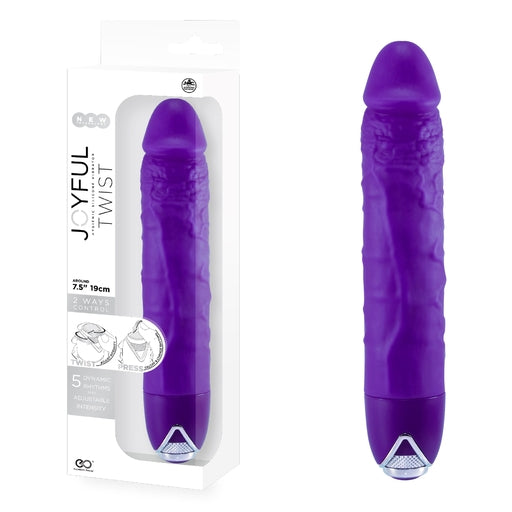 Excellent Power Joyful Twist 7.5" Silicone Vibrator - Purple