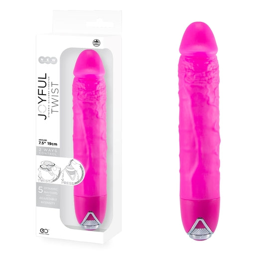 Excellent Power Joyful Twist 7.5" Silicone Vibrator - Pink