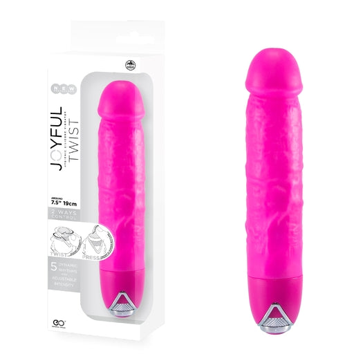 Excellent Power Joyful Twist 7.5" Silicone Vibrator - Pink