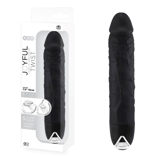 Excellent Power Joyful Twist 7.5" Silicone Vibrator - Black