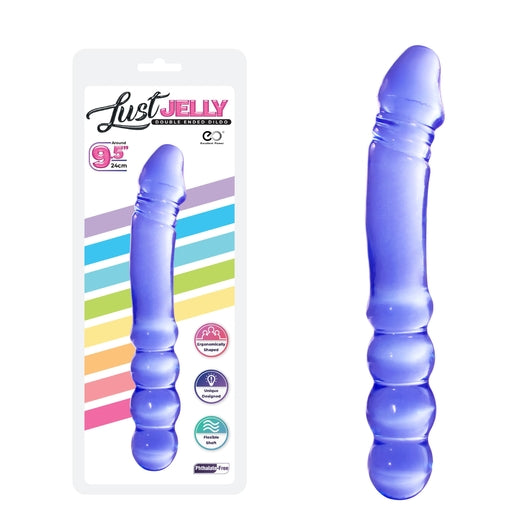 Excellent Power Just Jelly PVC 9.5" Double Dong Purple