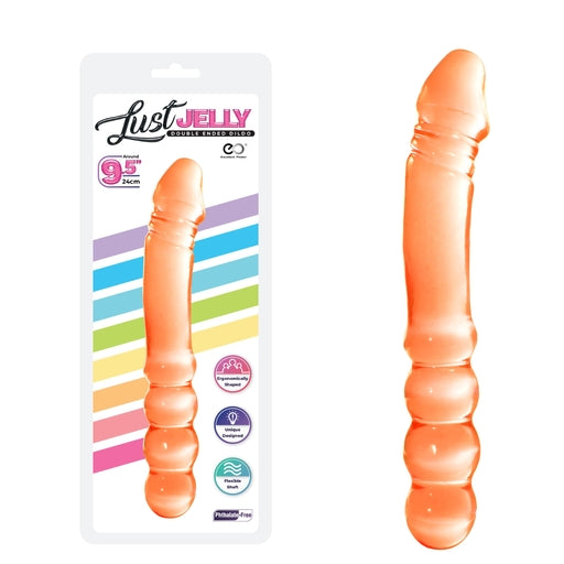 Excellent Power Just Jelly PVC 9.5" Double Dong Orange