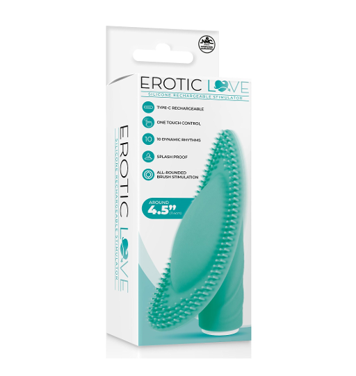 Excellent Power | Silicone 10 Speed Vibrator - Green Oval Shaped Brush For Clitoral Stimulation