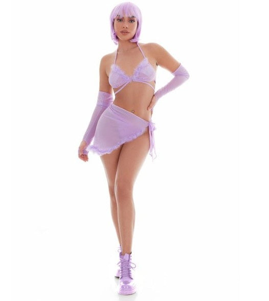 Pink Lipstick Feeling Fuzzy Lilac Festival Set incl Pasties Size S/M or M/L