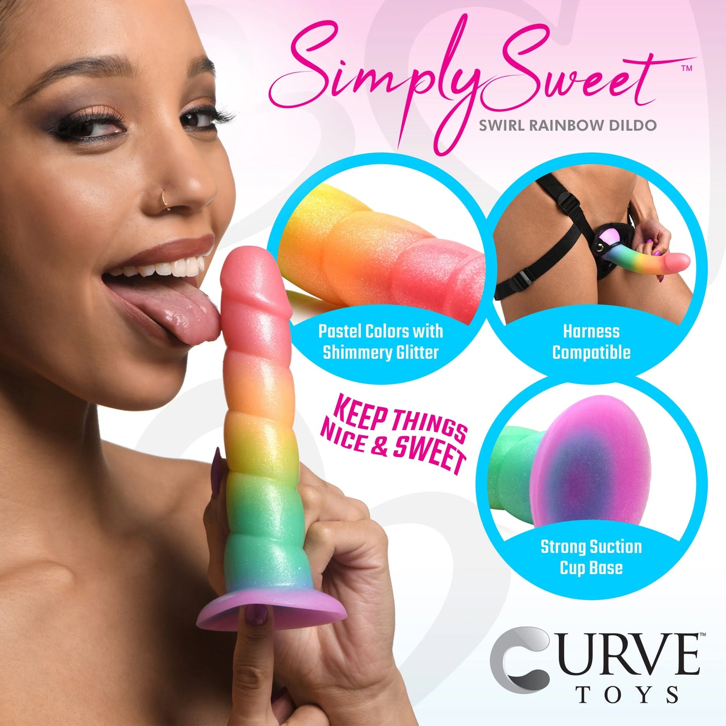 Curve Toys | Simply Sweet 6.5" Swirl Rainbow Dildo