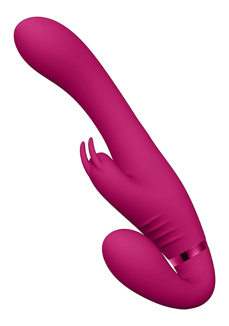 Shots Toys | VIVE Suki Vibrating G-Spot Clitoral Triple Vibrator Strapless Strap On Pink