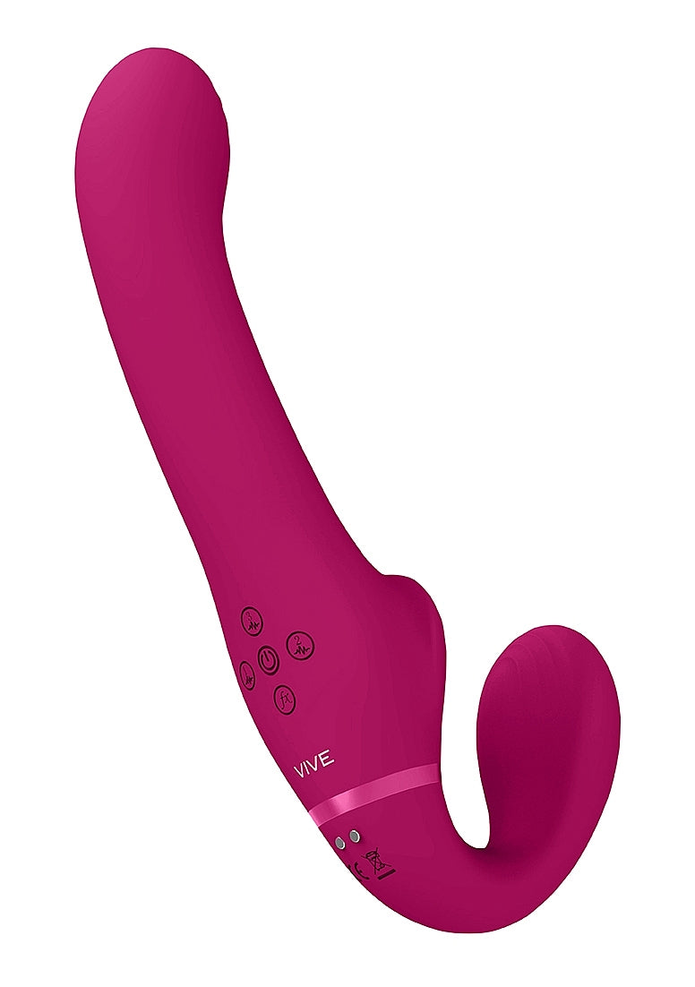 Shots Toys | VIVE AI Dual Vibrating & Air Wave Tickler Strapless Strapon Pink