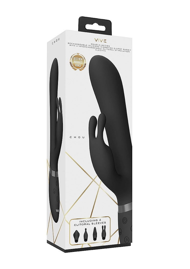 Shots Toys | VIVE Chou Rabbit Vibrator with Interchangeable Attachments Black