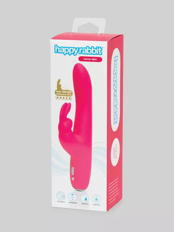 Love Honey Happy Rabbit Slimline Curve Rechargeable Rabbit Vibrator Pink