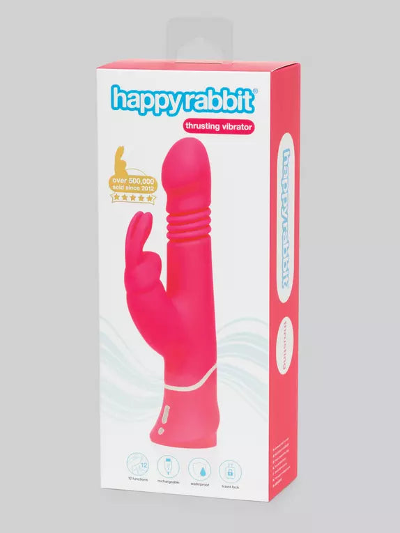 Love Honey Happy Rabbit Thrusting Realistic Rechargeable Rabbit Vibrator Pink