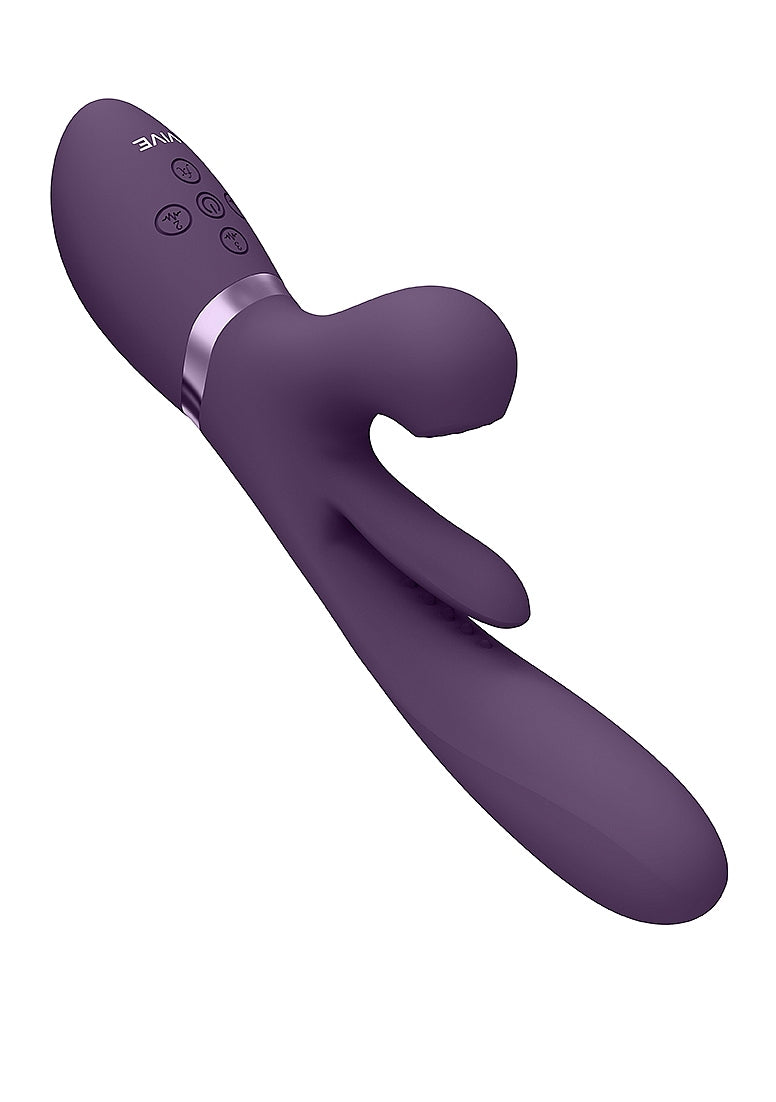 Shots Toys | VIVE Kura Thrusting G-Spot Vibrator Flapping Tongue & Pulse Wave Purple