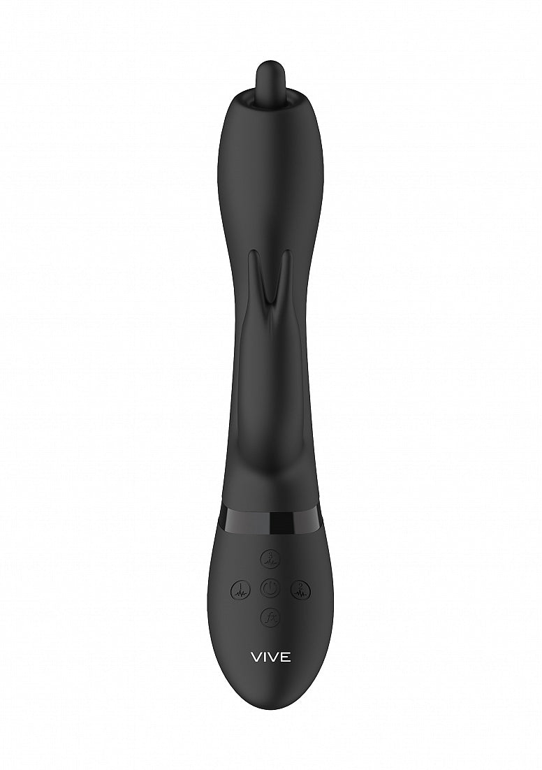 Shots Toys | VIVE Nilo - Rechargeable Rabbit Vibrator w/ Swirling Tip Black