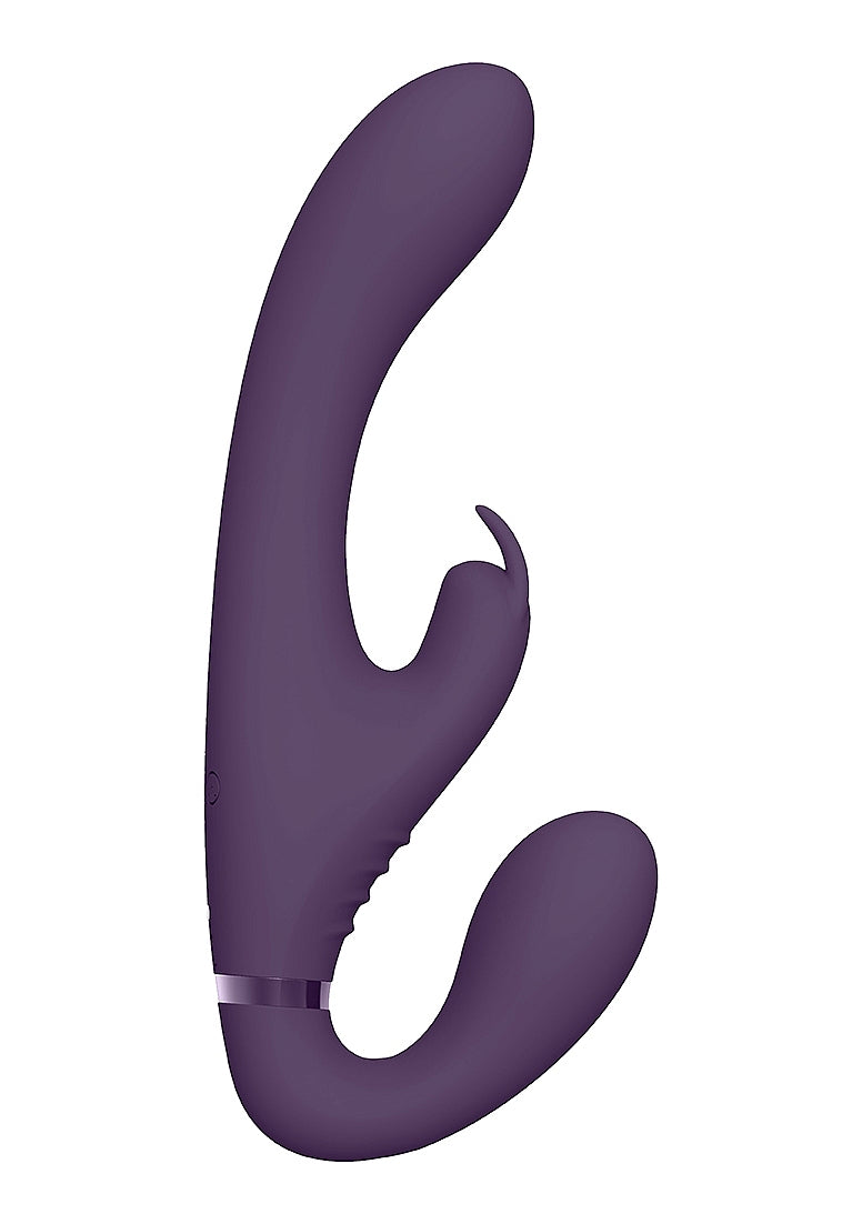 Shots Toys | VIVE Suki Vibrating G-Spot Clitoral Triple Vibrator Strapless Strap On Purple