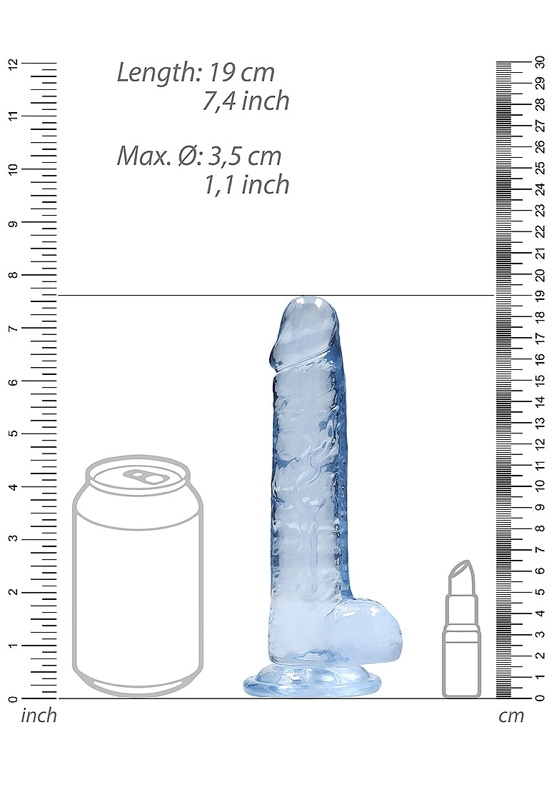 Shots Toys | REALROCK Crystal Clear 7"/17cm Realistic Dildo with Balls Blue