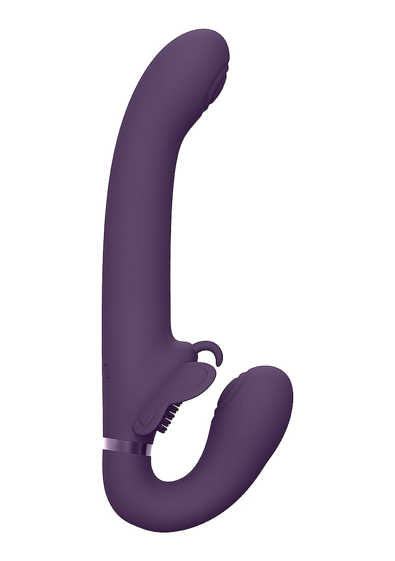 Shots Toys | VIVE Satu Vibrating Strapless Strap On Purple