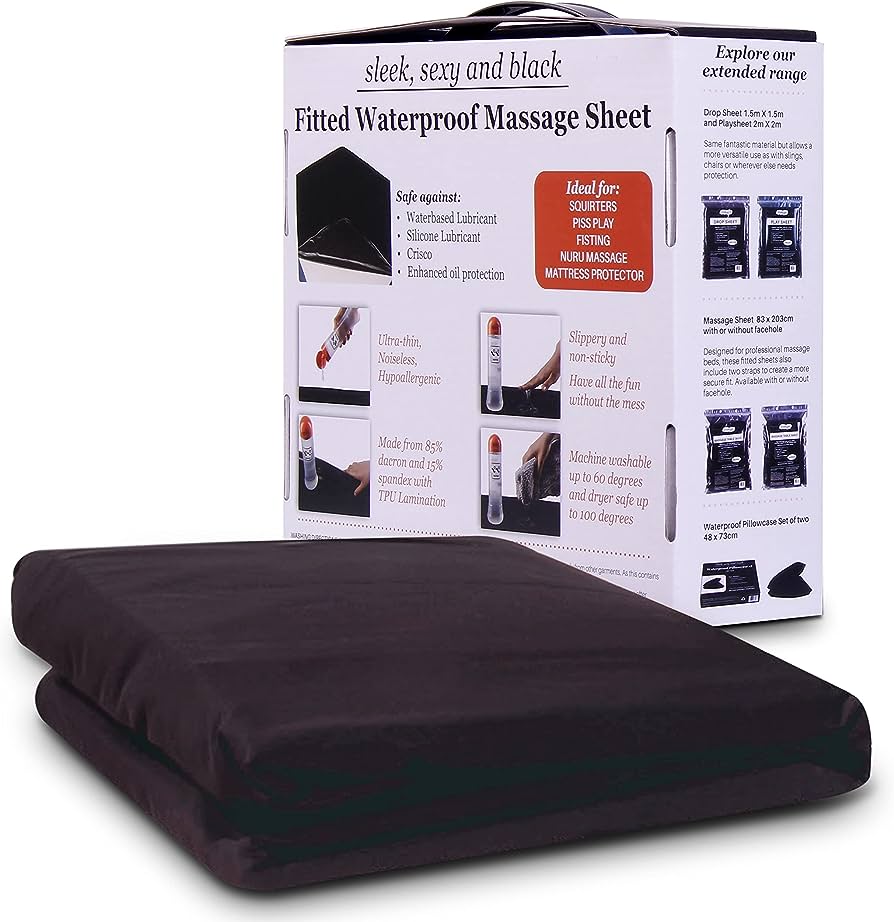 Eroticgel Waterproof Fitted Sheet Extreme Edition Black Nuru Massage - King Size