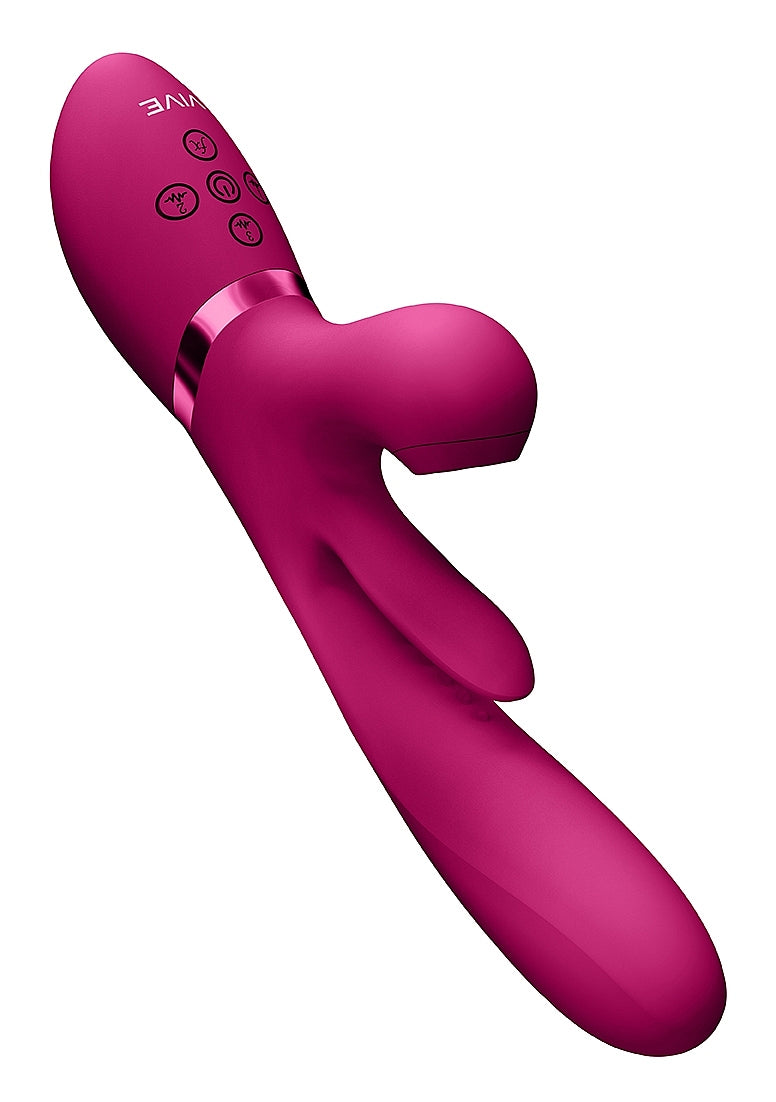 Shots Toys | VIVE Ena Thrusting G-Spot Vibrator w Flapping Tongue & Air Wave Pink