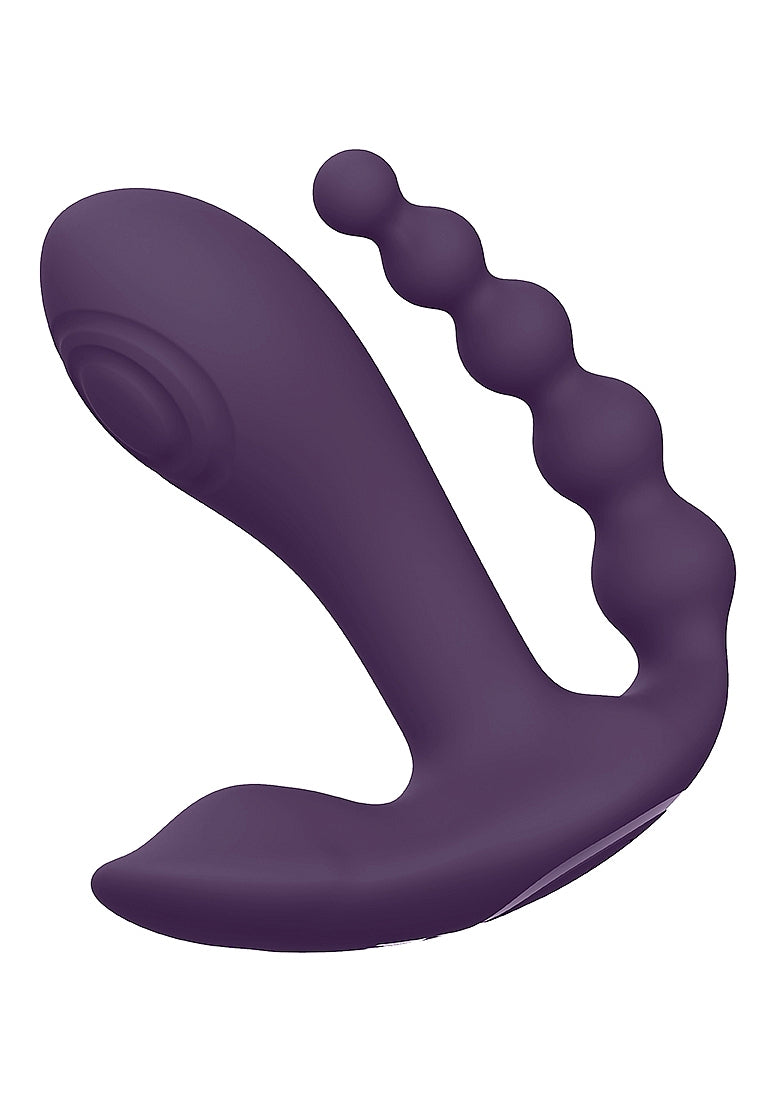 Shots Toys | VIVE Kata Pulse Wave G-Spot Clitoral Anal Triple Vibrator Purple w Remote