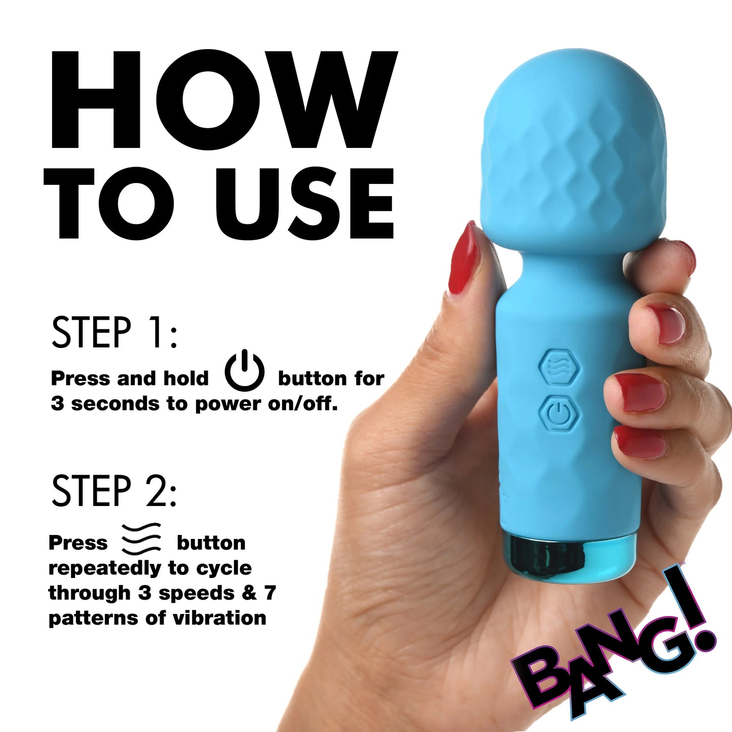 XR Brands | BANG! 10X Mini Silicone Wand Vibrator - Blue