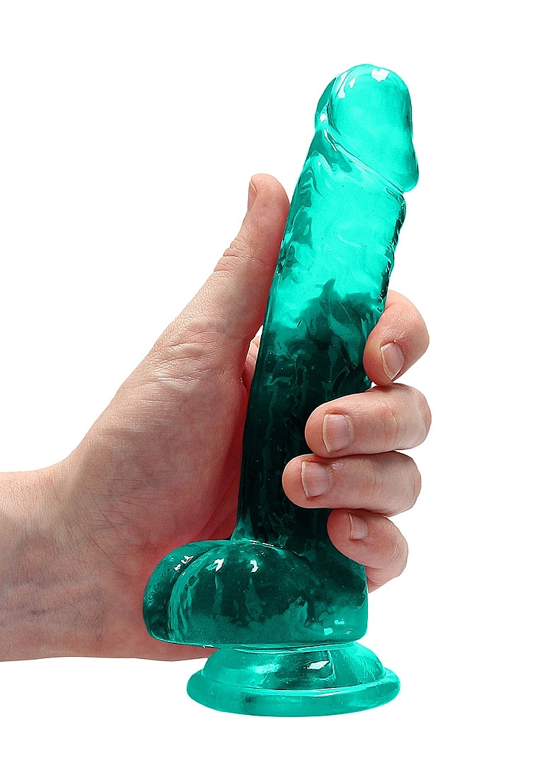 Shots Toys | REALROCK Crystal Clear 7"/17cm Realistic Dildo with Balls Turquoise