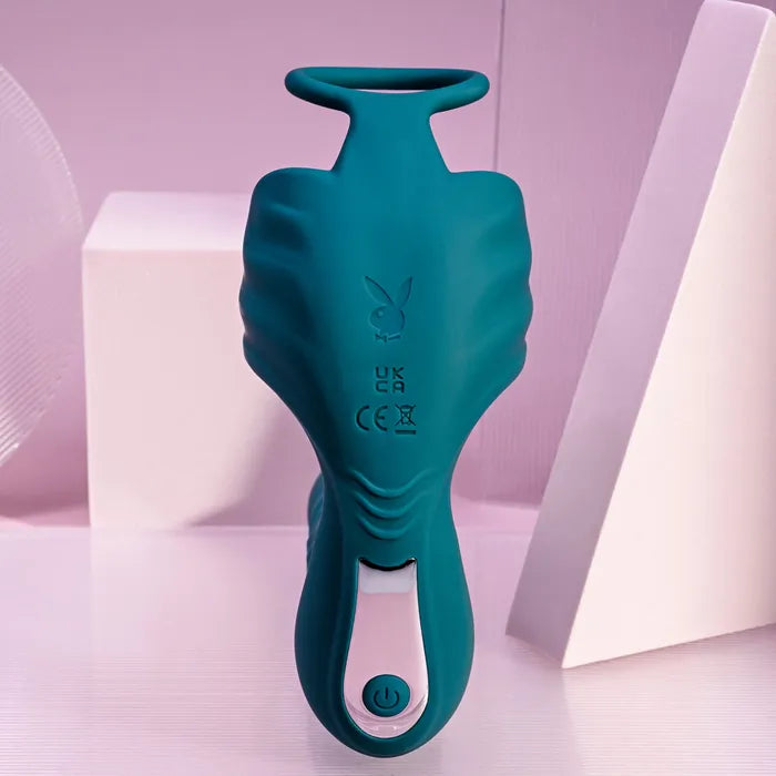 Playboy Pleasure BRING IT ON Teal USB Rechargeable Thrusting Anal Plug Cock Ring