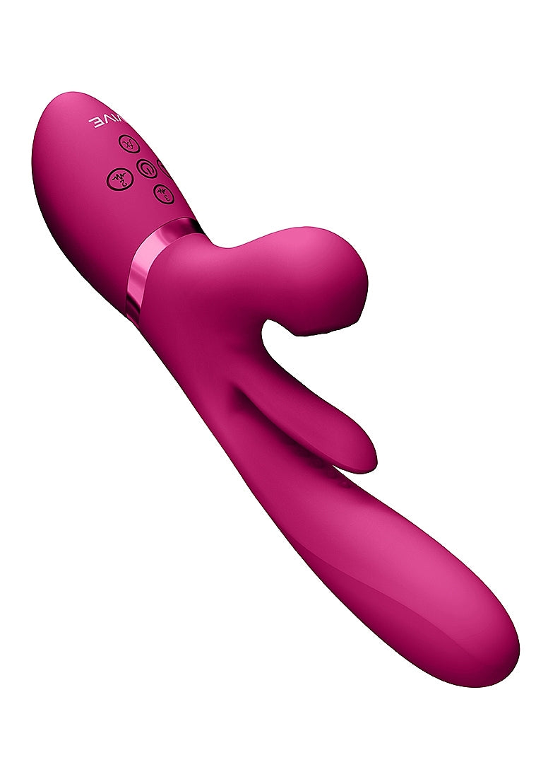 Shots Toys | VIVE Kura Thrusting G-Spot Vibrator Flapping Tongue & Pulse Wave Pink