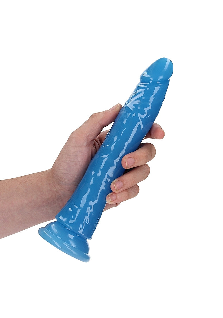 Shots Toys | REALROCK 25cm Slim Glow in the Dark Neon - Blue (9") Dildo Dong