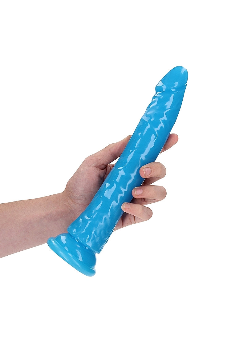 Shots Toys | REALROCK 28cm Slim Glow in the Dark Neon - Blue (10") Dildo Dong