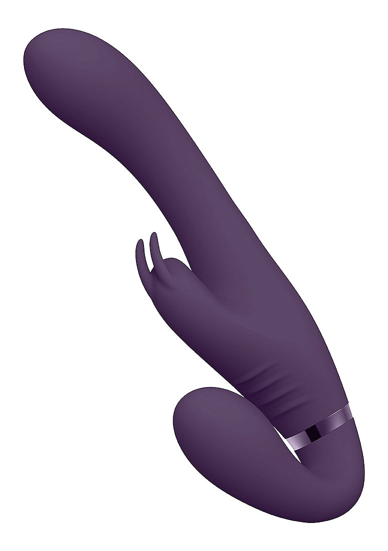 Shots Toys | VIVE Suki Vibrating G-Spot Clitoral Triple Vibrator Strapless Strap On Purple