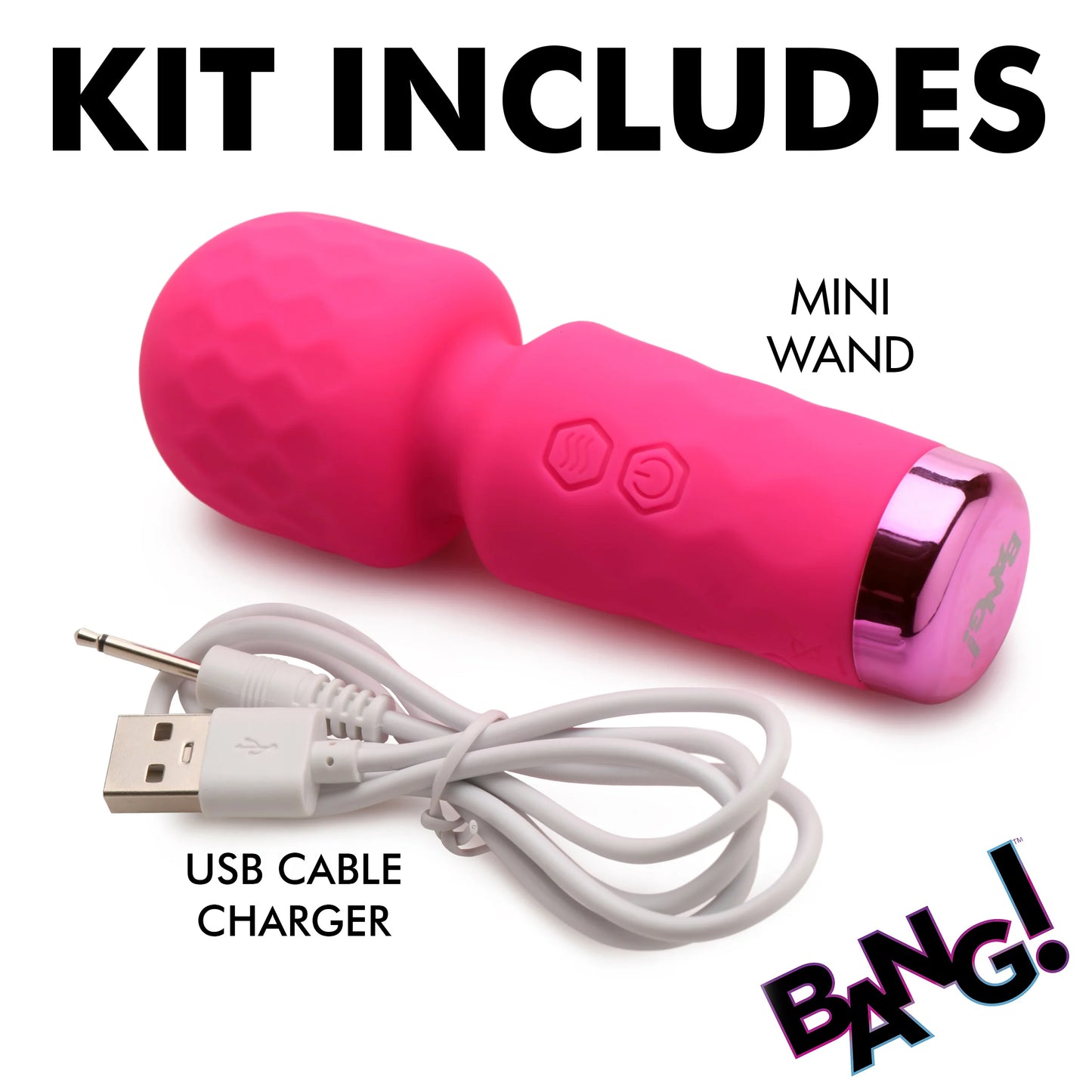 XR Brands | BANG! 10X Mini Silicone Wand Vibrator - Pink