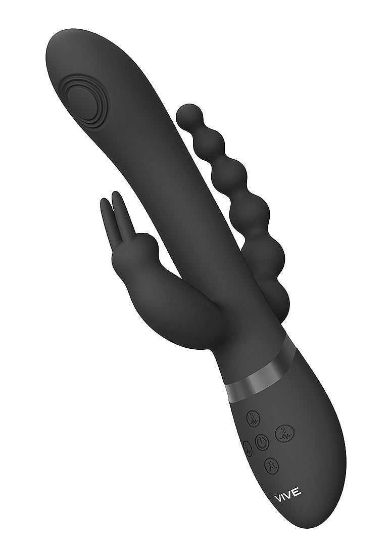 Shots Toys | VIVE Rini Pulse Wave Double Penetration Rabbit Vibrator Black