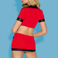 Millie Lingerie 3 Piece Sexy Police Costume Hat Coat Skirt Red Size S/M