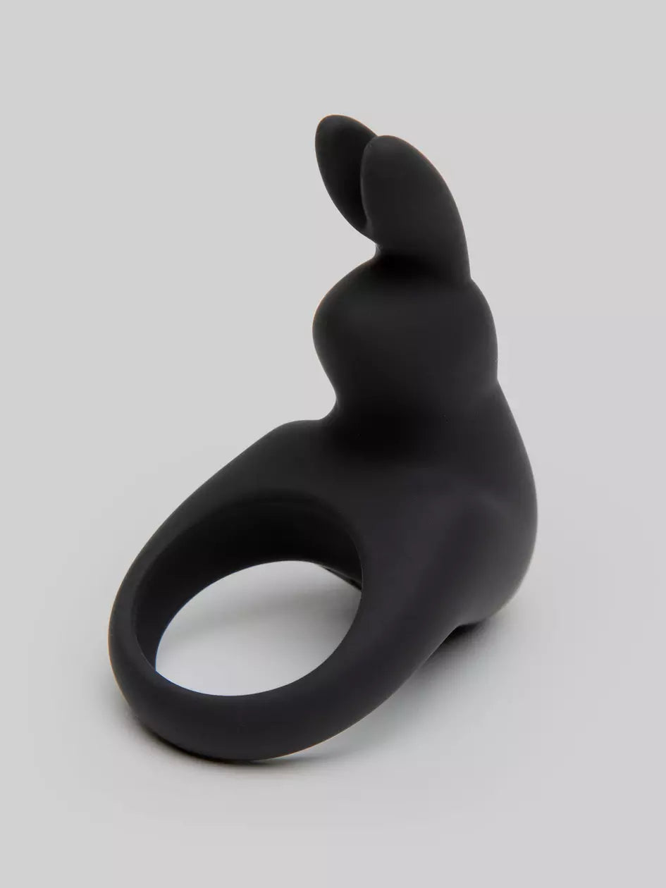 Love Honey Happy Rabbit Rechargeable Vibrating Rabbit Cock Ring Black