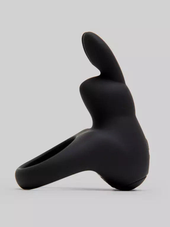 Love Honey Happy Rabbit Rechargeable Vibrating Rabbit Cock Ring Black