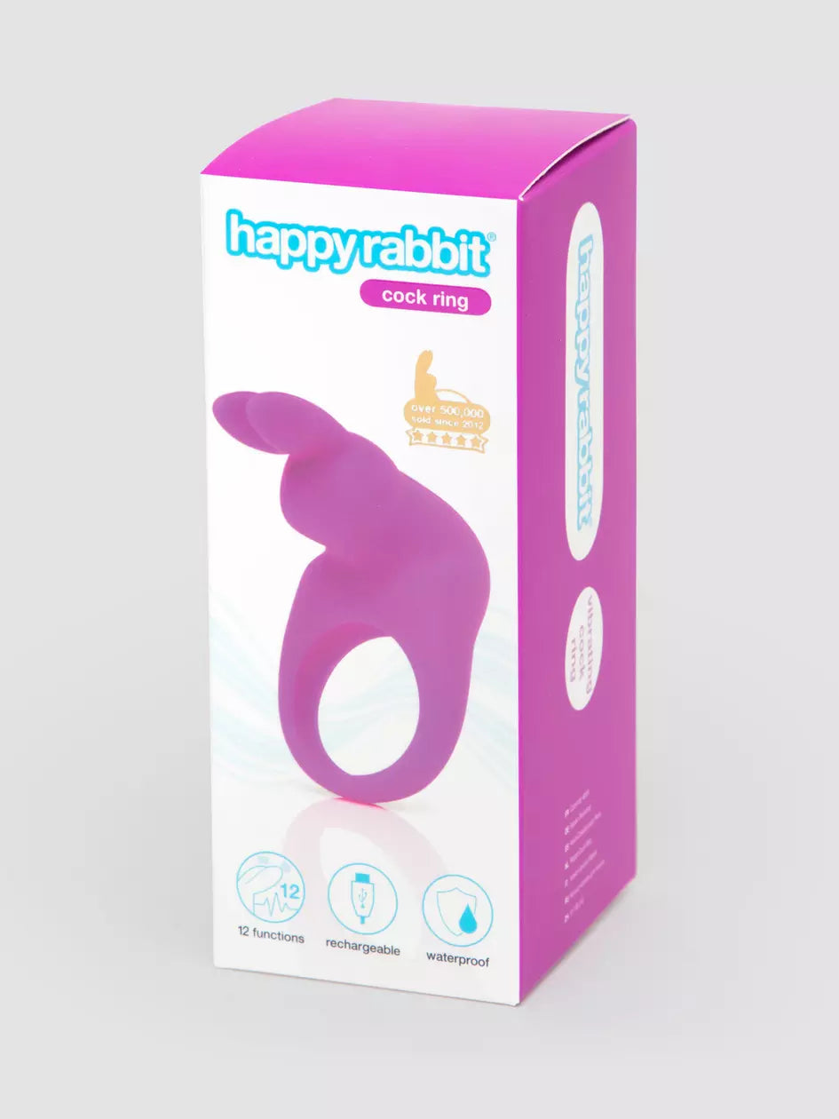 Love Honey Happy Rabbit Rechargeable Cock Ring Purple