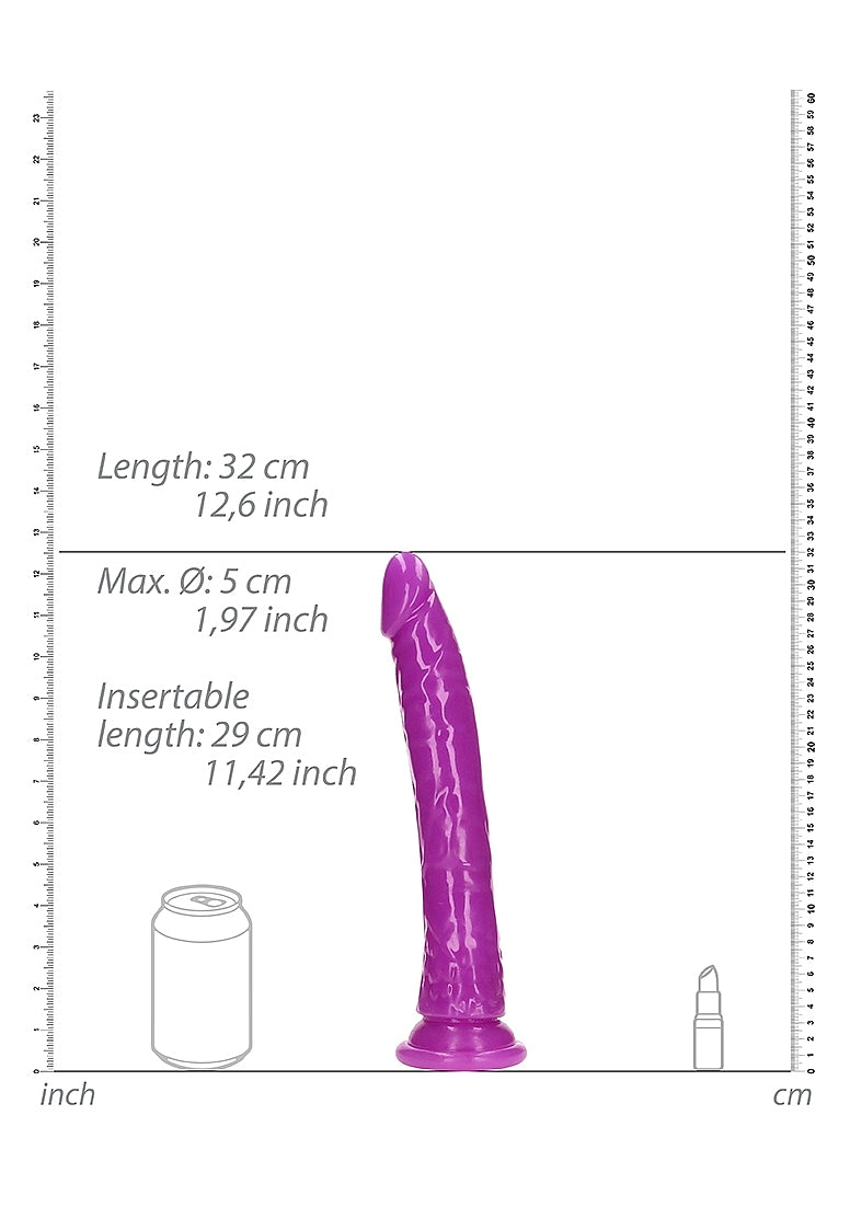 Shots Toys | REALROCK 32cm Slim Glow in the Dark Neon - Purple (11") Dildo Dong