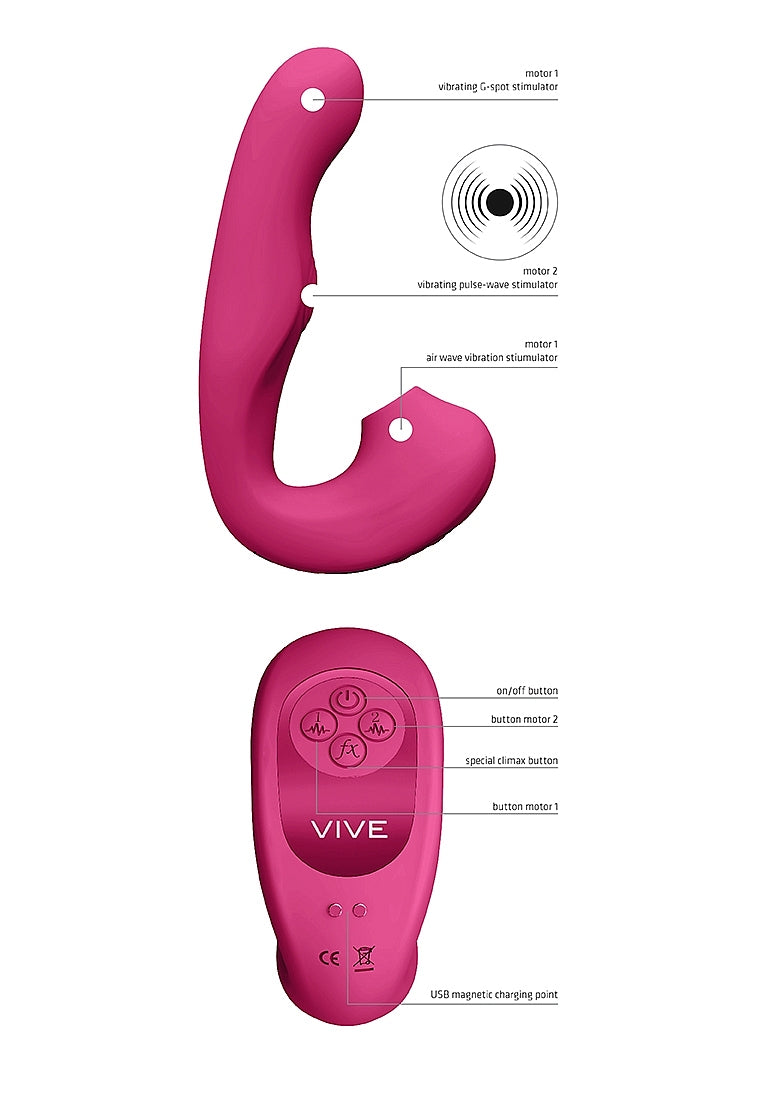 Shots Toys | VIVE Zaki Air Wave Pulse Wave & G-Spot Vibrator Pink