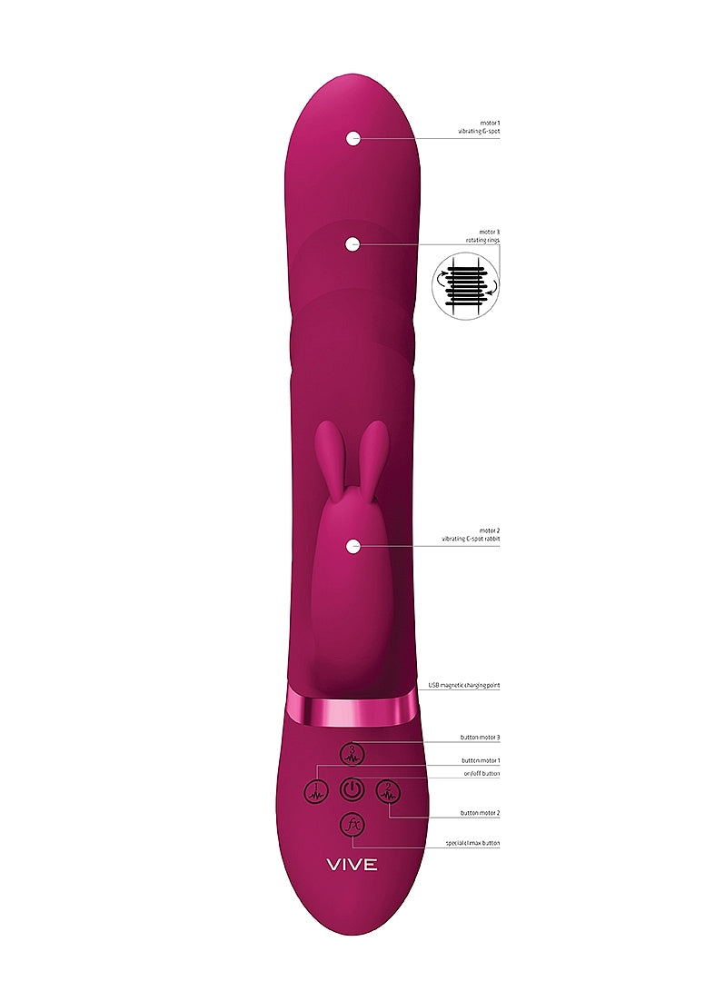 Shots Toys | VIVE Nari Vibrating and Rotating Beads, G-Spot Rabbit Vibrator Pink