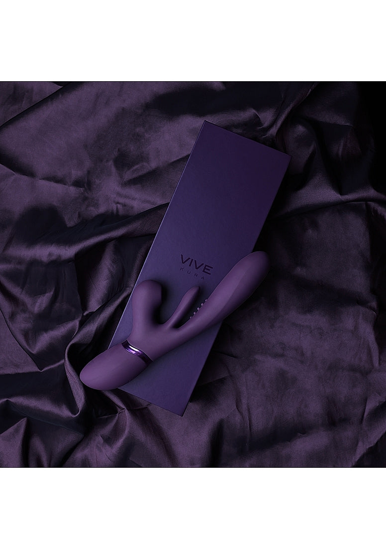 Shots Toys | VIVE Kura Thrusting G-Spot Vibrator Flapping Tongue & Pulse Wave Purple