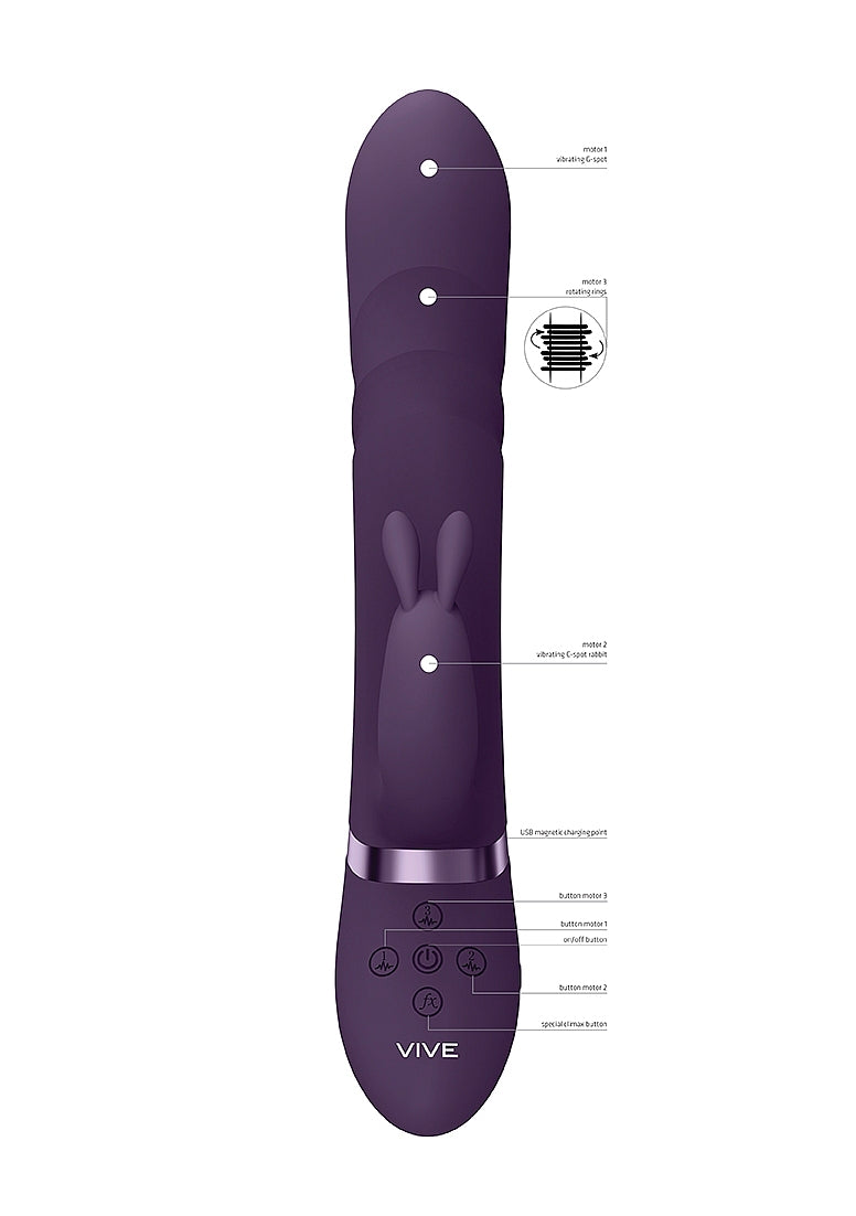 Shots Toys | VIVE Nari Vibrating and Rotating Beads, G-Spot Rabbit Vibrator Purple